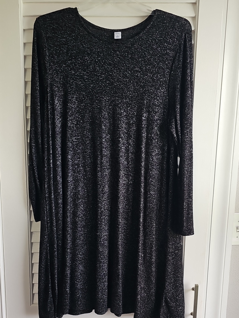 Old Navy Metallic Charcoal Long-Sleeve Swing Dress